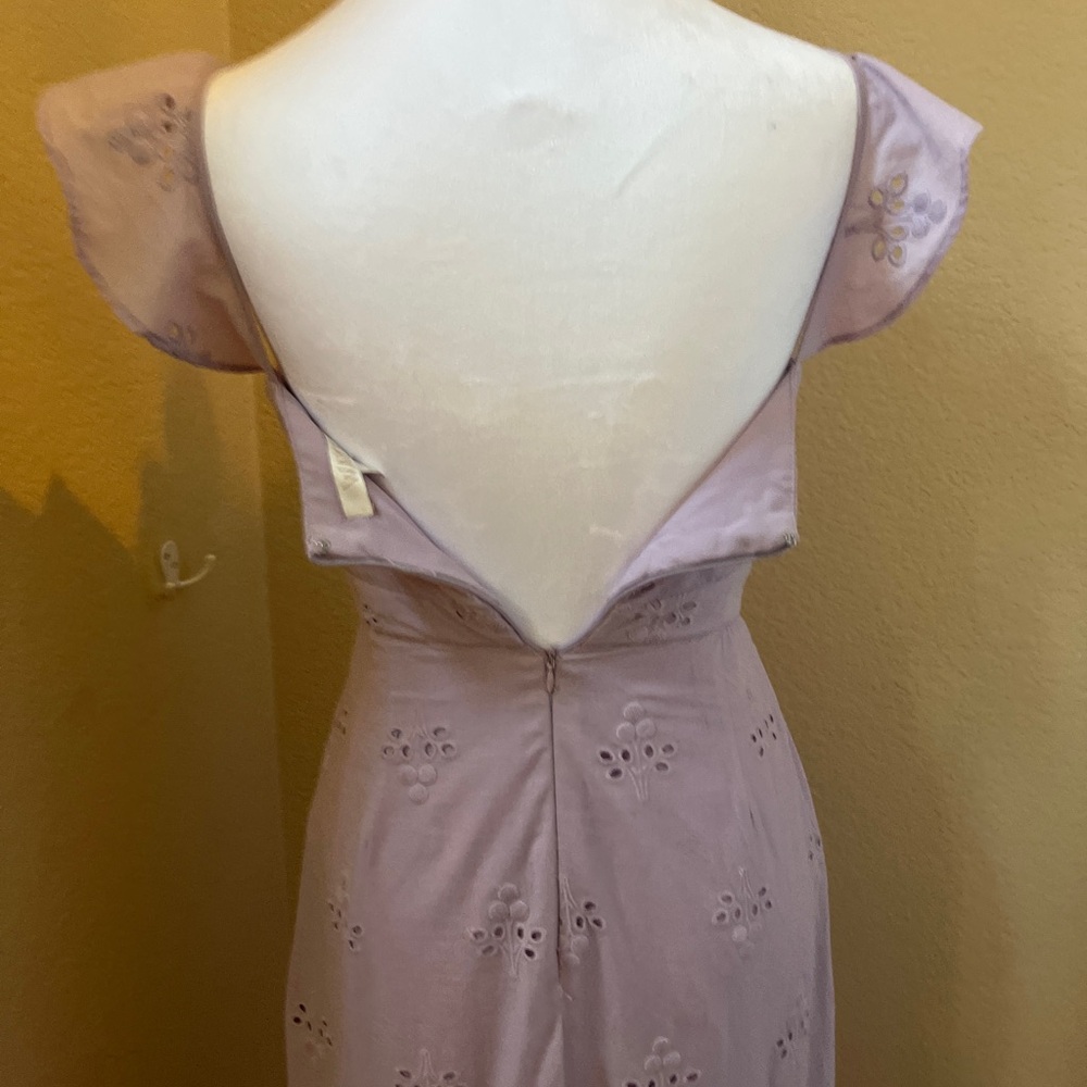 WAYF Novara Bustier Eyelet Asymmetrical Summer Midi Dress - Lavender - Picture 4 of 8